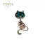 PNPIA- Kim Cương Giả Mèo Mặt Dây Chuyền Thổ Cẩm Cho Nữ Màu Vàng Hợp Kim Động Vật Chân Pha Lê Thời Trang Xòe Hàng Ngày Phụ Kiện