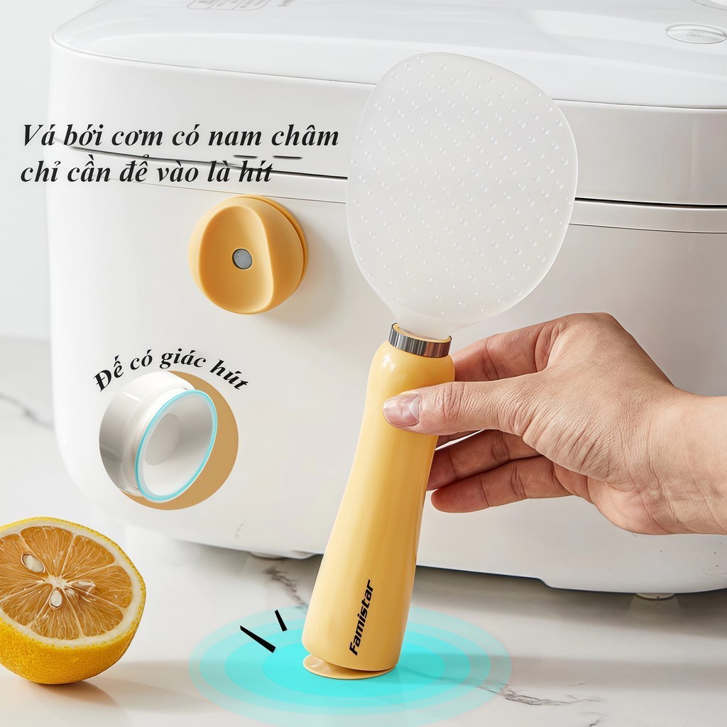 Vá Bới Cơm Chống Dính Thông Minh/Muỗng Múc Cơm/Thìa Xới Cơm Chống Dính - Từ Tính & Đế Hít - FE123