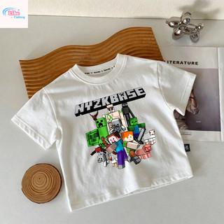 Áo Thun Bé Trai Minecraft Game, Áo Ngắn Tay Cotton Mềm Thoáng, Thời Trang Pixel, Cho Bé 3-12 Tuổi