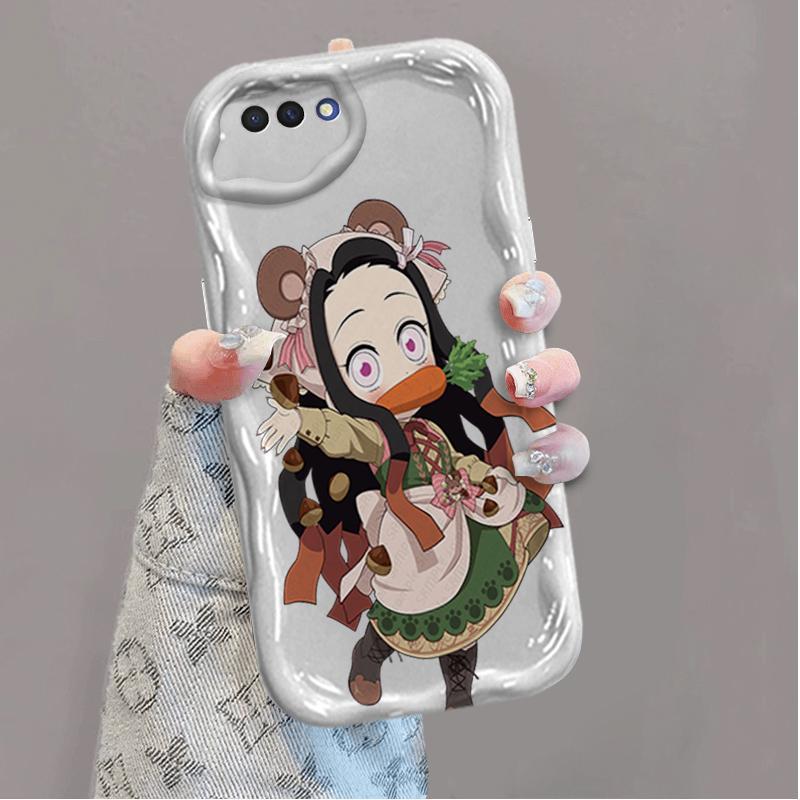 Ốp Silicon Hoạt Hình Cho OPPO A3S A1K A12E Realme C2 AX5 Bảo Vệ 3D Vỏ Điện Thoại Mềm TPU Demon Slayer Tanjiro Ốp Lưng Chống Sốc