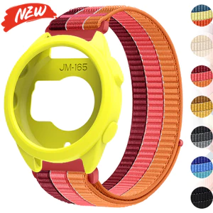Ốp lưng silicon + dây đeo nylon cho Garmin Forerunner 165 vòng tay bện thoáng khí Vỏ thể thao rỗng