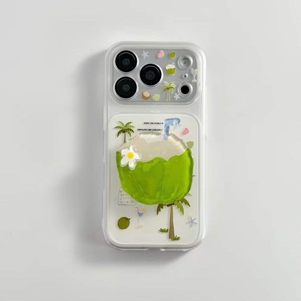 Ốp lưng cây dừa mùa hè, quả dừa, phù hợp iPhone 17/16/15/14/13/12 ProMax, độc đáo