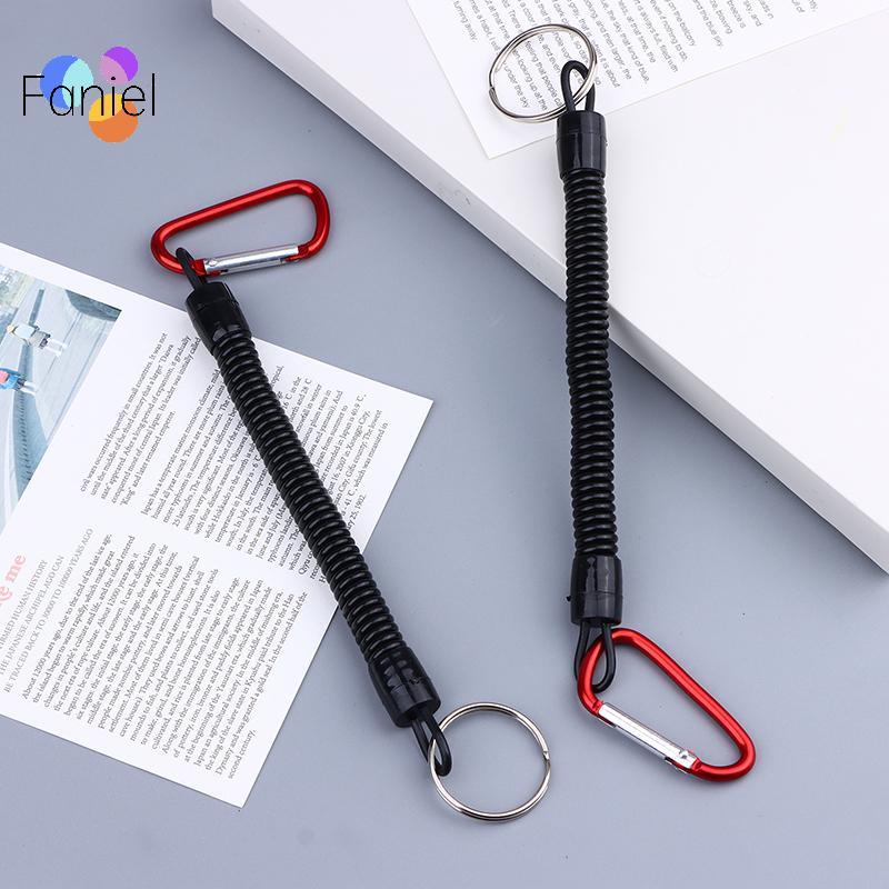 < shicong222 > Móc dây đàn hồi lò xo có thể thu vào Công cụ móc chìa khóa bánh răng an ninh để đi bộ đường dài Cắm trại Móc khóa điện thoại chống thất lạc Carabiner mới