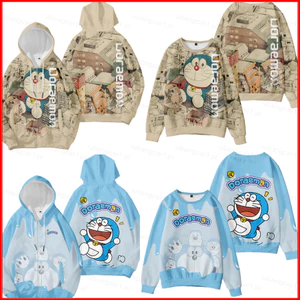 YB1 Doremon Áo Dài Tay Unisex Top Dây Kéo Cosplay 3d Doraon Áo Khoác Thời Trang Áo Khoác Ngoài Plus Kích Thước BY1