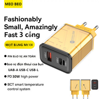 55Bộ sạc nhanh QC3.0 PD30W type-c120W 3cổng sạc nhanh ổn định cổng sạc dành cho các dòng Công nghệ GAN chống