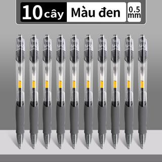 Bút Bi Ngòi 0.5mm Bấm Êm – Mực Nước Nhanh Khô, Tay Đệm Cao Su, Đủ Màu Đen Xanh Đỏ Tiện Dụng