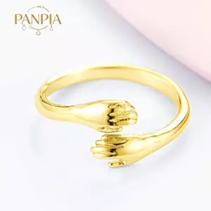 PNPIA- Nhẫn trang sức bạc 925 tình yêu ôm nhẫn thời trang cổ điển thủy triều chảy vòng mở
