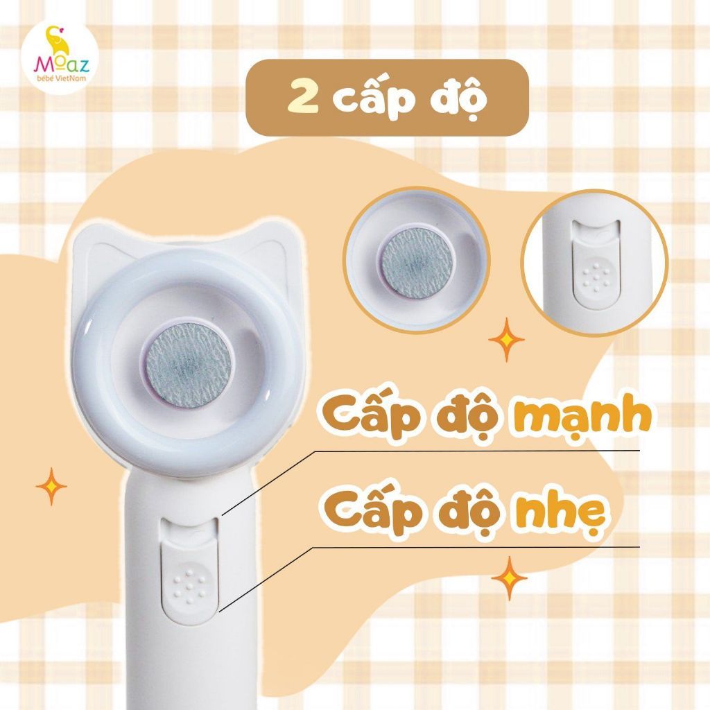 Máy dũa móng tay cho bé MOAZ BEBE mb-080 chính hãng 5 đầu mài chống trầy xước tiện dụng kèm đèn led