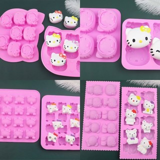 Khuôn Silicon Mèo Hello Kitty Dễ Thương Làm Socola, Thạch Rau câu, Pudding, Sáp Nến