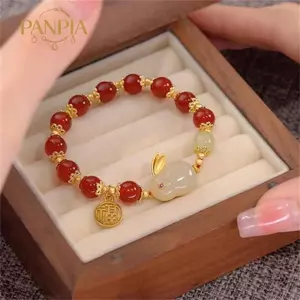 PNPIA- Phước Lành Luy Cặp Đôi Kính Tình Bạn Thỏ Vòng Tay Thời Trang Hạt Đá Tự Nhiên Cho Nữ Trang Sức Quà Tặng