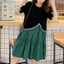 Mùa hè Phong cách mới Plus Size dành cho nữ Phong cách phương Tây Hồng Kông Màu sắc tương phản dáng rộng mỏng hơn Váy ngắn tay màu đỏ