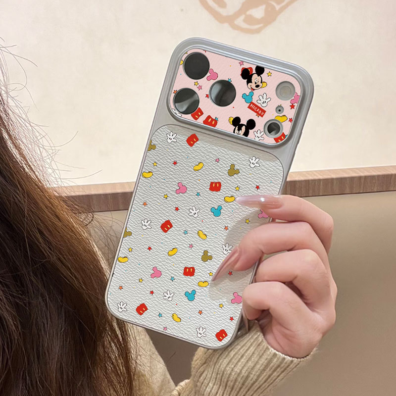Ốp lưng iPhone Họa tiết da mạ họa tiết Mickey iPhone 17 16 15 14 13 12 11 Pro Max Plus Max