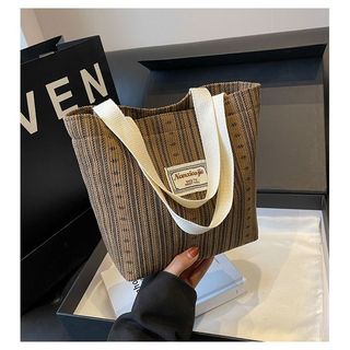 Túi đeo vai túi xách sọc thời trang bằng vải canvas phong cách Nhật Bản