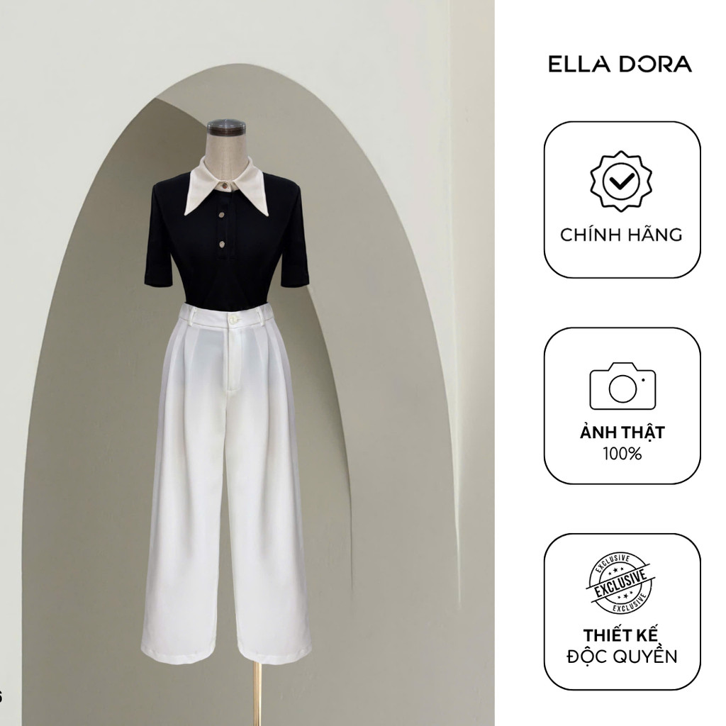 Đồng giá áo thun nữ ELLA DORA thanh lịch form dễ mặc hiện đại công sở 4 màu ĐEN/TRẮNG/BE/VÀNG[M99K]