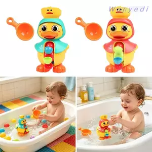 WANYEDI Vịt Đồ Chơi Bánh Xe Nước, Mắt Lớn Bắn Nước Xoay Bánh Xe Nước, Hoạt Hình Dễ Thương Hút Đế Vịt Bồn Tắm Đồ Chơi Cho Bé 1-4 Tuổi