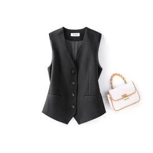 Phù Hợp Với Áo Vest Nữ Lớp Áo Thun 2026 Không Tay Đi Lại Tính Khí Đen Áo Vest Slim-fit Phù Hợp Với Tất Cả Trận Đấu 6.4