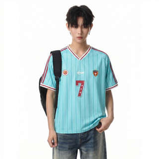 Áo thun nam GKSSS tay ngắn sọc hợp thời trang Mỹ áo unisex cổ chữ V chất lượng cao