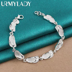 URMYLADY Bạc 925 Dép Dây Xích Vòng Tay Nữ Thời Trang Tiệc Cưới Trang Sức