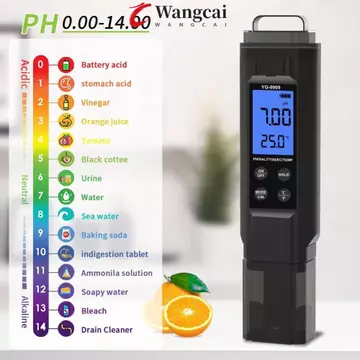 Bút kiểm tra nước gia đình WANCGAI, Máy đo chất lượng nước màn hình kỹ thuật số LCD 5 trong 1, Bút kiểm tra nước Độ chính xác cao Máy đo PH kỹ thuật số đa chức năng không thấm Nuôi trồng thủy sản