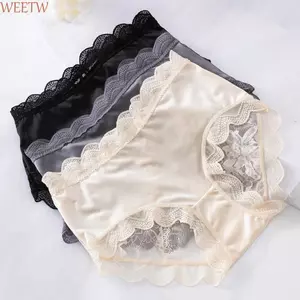 WEETW Ren Ice Silk Quần Đùi, Quần Lót Ruffle Nữ Ren Hoa Quần Lót, Trang Phục Thân Thiết Hoa Lượn Sóng Trong Suốt Quần Lót Nữ Nữ