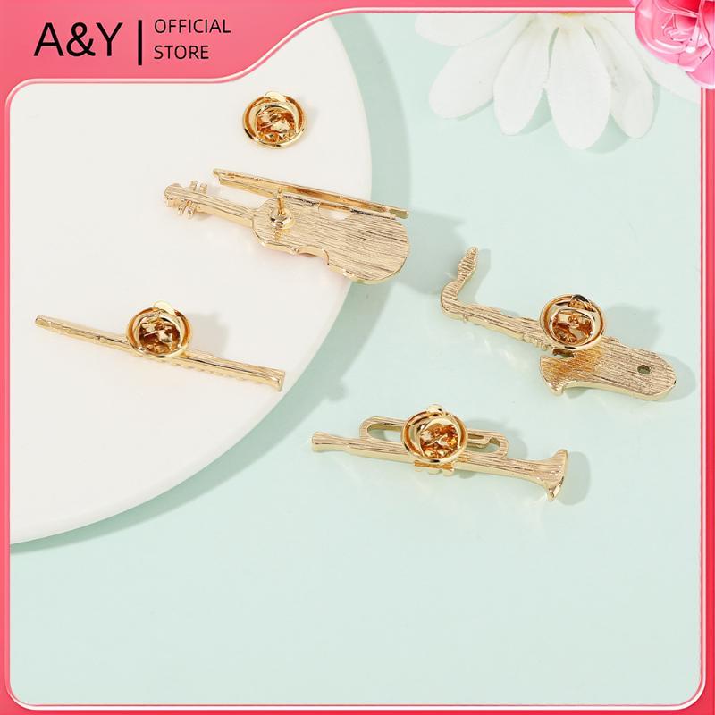 A & Y 1 Cái Huy Hiệu Dàn Nhạc Giao Hưởng Nhạc Cụ Vui Nhộn Men Trâm Cài et Clarinet Saxophone Hình Violin Chân Vàng.