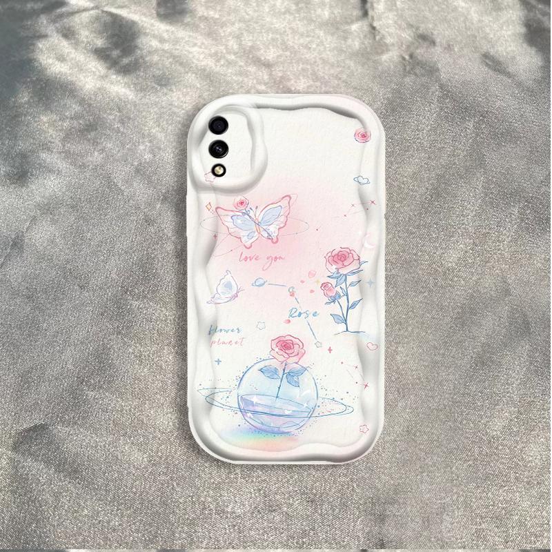 Thích Hợp Cho Samsung A02 M02 A10 A10S M10 Điện Thoại Thông Minh 3D TPU Mềm Hoa Tím Hoa Hồng Tulip Ins Phong Cách Chống Sốc Ốp Điện Thoại