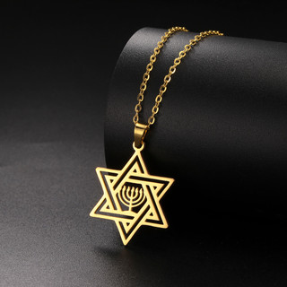 SKYRIM Ngôi Sao David Hanukkah Menorah Vòng Cổ Thép Không Gỉ Hexagram Bảo Vệ Bùa Hộ Mệnh Tôn Giáo Mặt Dây Chuyền Trang Sức Do Thái