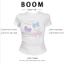 BOOM Áo Baby Tee Nữ Cotton Ôm Body-Áo Thun Ngắn Tay Y2K In Hình PhongCách Mùa Hè, Cổ Tròn Hàng Đầucách hàn quốc phong077