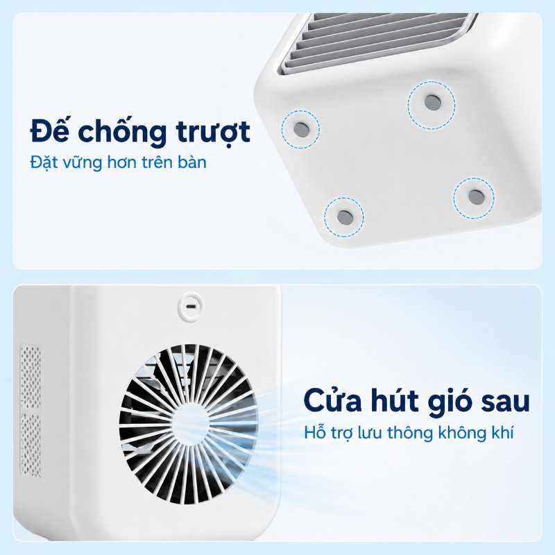 Quạt phun sương tích điện mini,2 tốc độ gió, 2 chế độ phun sương làm mát,500ml,Quạt điều hòa tích điện