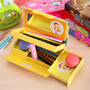 túi đựng bút hộp bút lông hộp bút lưới Phiên Bản Hàn Quốc Hoạt Hình Dễ Thương Ba Lớp Khóa Mật Khẩu Hộp Văn Phòng Phẩm Đơn Giản Sinh Viên Giấy Đa Năng Hộp Đựng Bút Chì Nam Nữ