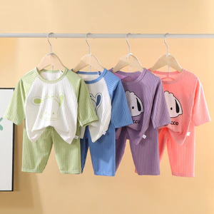 Shop 2025 Trẻ Em Nhà Quần Áo Ngắn Tay Bé Trai Hoạt Hình Điều Hòa Không Khí Quần Áo Bé Gái Bộ Đồ Ngủ Thoáng Khí Quần Áo Trẻ Em