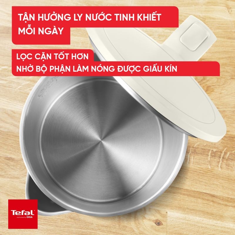 Ấm Đun Siêu Tốc Tefal KO140 1.5L 1500W | Inox 304 2 Lớp Cách Nhiệt | Đế Xoay 360° | Tự Ngắt Khi Sôi | Hàng Chính Hãng
