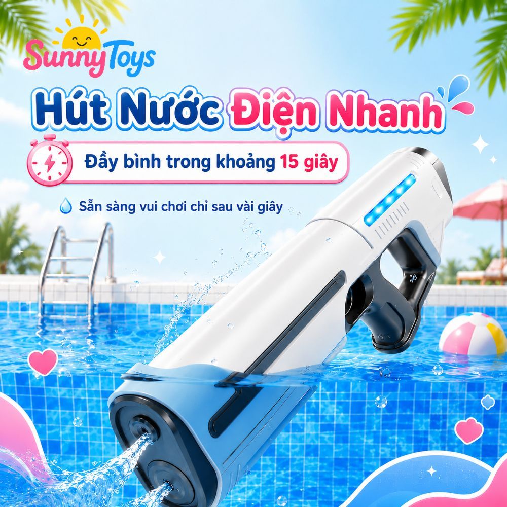 Đồ Chơi Phun Nước Tự Động SunnyToys - Tự Hút Nước, Có Đèn LED Cho Bé Vui Chơi Ngoài Trời