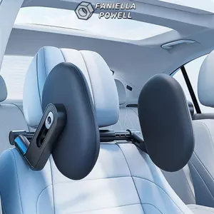 FANIELLAPOWELL Tựa đầu ghế ô tô, Gối hỗ trợ cổ và đầu liên kết ba trục, có thể điều chỉnh chiều rộng Móc kép Bộ nhớ Gối bảo vệ cổ xốp đa năng