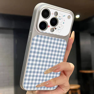 Ốp lưng iPhone Họa tiết da mạ họa tiết cún con kẻ sọc iPhone 17 16 15 14 13 12 11 Pro Max Plus Max
