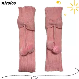 NICOLOO Bướm Nút Tất Bao, Bé Gái Có Bóng Dệt Kim Len Boot Cover, Ấm Chân Thời Trang Thu Đông Phổ Biến