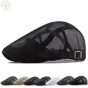 Mũ nam AMPU Beret, Lưới ngoài trời Mũ Newsboy, Retro có thể điều chỉnh mùa xuân hè thoáng khí Mũ chuyển tiếp phẳng Gorras