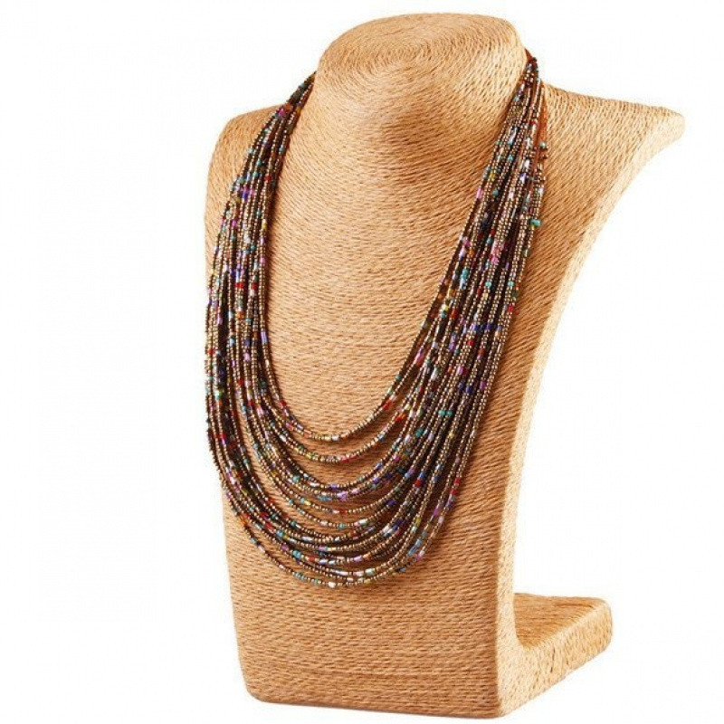 Châu Âu Mỹ Cổ Điển Đá Quý Phóng Đại Độc Đáo Vòng Cổ Phong Cách Mới Bohemian Chìm Nước Đá Nhiều Lớp Vòng Cổ Cơm