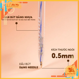 Hộp 20 Bút Bi Thiên Long Flexoffice FO-039/VN Ngòi 0.5mm – Bút Bấm Thân Trong Viết Trơn Êm
