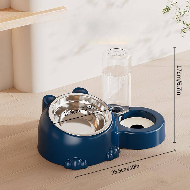 Bát đựng thú cưng nghiêng 2 trong 1 có bình đựng nước tự động Bát nước thức ăn cho chó mèo nâng cao để ăn sạch trong không gian sống