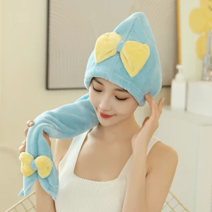 Nơ Dovetail Mũ Sấy Tóc Lau Đầu Thấm Hút Nước Thoáng Khí Nano Nhung Tóc Nắp Mềm Mại Dễ Thương Dovetail Khăn Trùm Đầu 7OIO