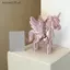 SRVN Móc khóa Pegasus thời trang 3D in màu hồng có khóa trái tim Túi quyến rũ dễ thương.