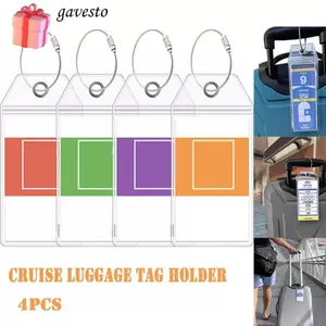 Giá đỡ thẻ hành lý hành trình GAVESTO, Giá đỡ nhãn vali PVC chống thấm nước, Dây thép thiết yếu Vòng cáp có khóa kéo Túi đựng thẻ vé tàu cho du lịch du lịch du lịch