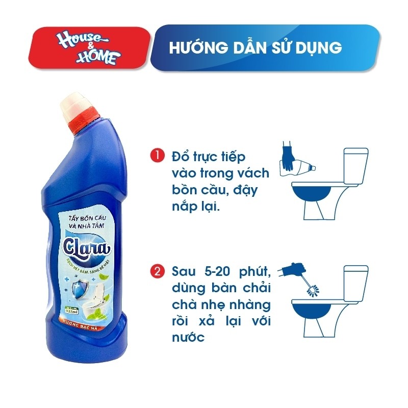 Tẩy Bồn Cầu & Nhà Tắm Clara Hương Bạc Hà 925ml Chính Hãng CVNNT011, Chai Làm Sạch Mảng Bám Hiệu Quả Hàng Chính Hãng