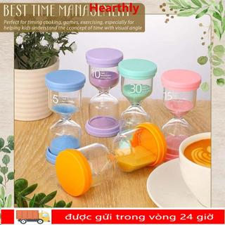 HEARTHLY Đồng hồ cát thủy tinh borosilicate nhiều màu 3/5/10/15/30 phút, bền đẹp, hẹn giờ sáng tạo, đồ chơi cát cho trẻ em