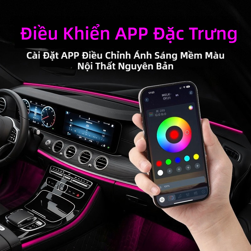 Dải đèn LED viền bảng điều khiển ô tô SEAMETAL dài 1,5 mét, đèn trang trí đa chức năng RGB, dải đèn LED đa chế độ giảm tiếng ồn và chống bụi