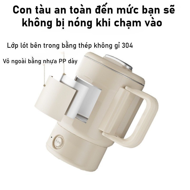 ấm siêu tốc mini ấm đun điện đa năng inox 304 gọn nhẹ du lịch phòng trọ văn phòng 0 8l