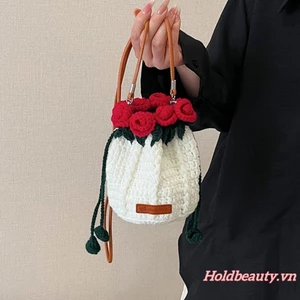 Túi đeo chéo nhỏ dành cho nữ Túi dây rút màu hồng móc nhẹ có dây đeo dài
