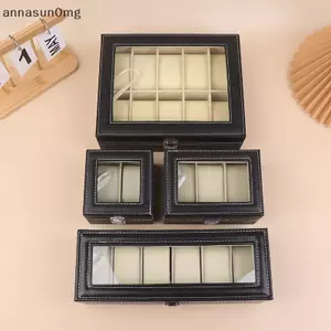 AA 1Pc Da PU Hộp Đựng Đồng Hồ Hiển Thị Hộp Đựng Có Nắp Kính Đóng Khung Và Gối Có Thể Tháo Rời Cho Nam Và Nữ VN