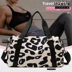 Túi Duffle IFANSIN, Túi tập thể dục đa chức năng dung tích lớn, Túi xách in họa tiết da báo di động thời trang Chuyến đi qua đêm